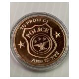Police to Protect&Serve 1oz Copper Round NICE GIFT
