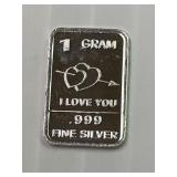 I Love You-1 Gram Silver Dollar