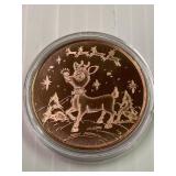 Rudolf 1oz Copper Round-Great Gift