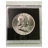 1958 D Franklin Silver Half Dollar GEM BU