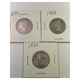 Lot of 3 Old Silver Quarters