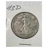 1943 D Walking Liberty Silver Half Dollar