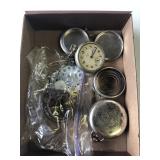 Box of Vintage Pocket Watch Parts.