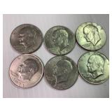 6-Ike Dollar Coins 1972,72,72,77,78,78