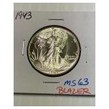 1943 Walking Liberty Half MS 63