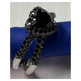 Black Onyx  Heart Double band ring PAJ925