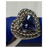 Silver Heart Ring with Heart Shape Gemstone