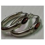 925 Silver Hoop Earrings with Gemstones