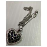 925 Chain  w/ Heart Blue Gem 925 Pendant