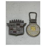 Vintage cadillac Emblem & keychain lot reiber