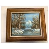 Oil on Canvas Signed Mountain Scene