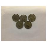 5 Kennedy Half Dollars