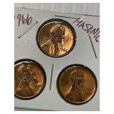 1966 Masonic Stamped Penny Lot of 3