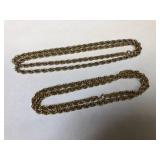 2 Monet Gold Tone Rope Chains 25" & 27"