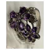 Purple Flower Cluster Gems 925
