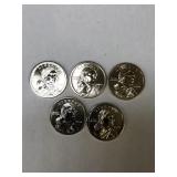 Five Sacagawea Dollars 2000P &2000D