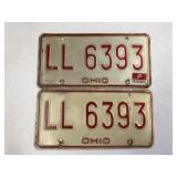 Ohio License Plates Matched Pair