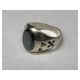 Sterling Ring Black Onyx? Marked Sterling..Indian?