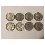 Lot of 8 Silver War Nickels