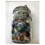 100+ vintage marbles in Vintage Ball Jar