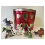 Large Cookie Tin and Small Tin-4 figurines