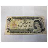 Bank of Canada 1973 One Dollar Bill.