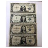 4 - Silver Certificate $1 Dollar Bills