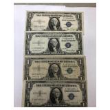 4 - US Silver Certificate $1 Dollar Bills