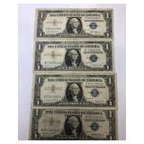 4 - US Silver Certificate $1 Dollar Bills
