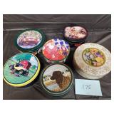 6 collectable metal tins