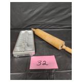 Vintage Frigidaire metal ice tray/ rolling pin