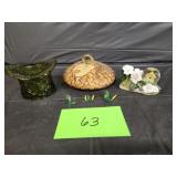 Daisy Deep Green Fenton Glass Top Hat - Vintage /