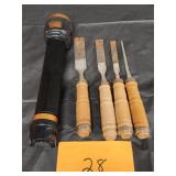 Flashlight and chisels Flashlight and chisels
