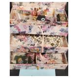 Floral jewelry box and contents Floral jewelry box and contents