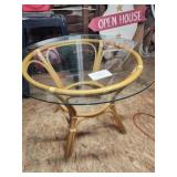 Bamboo glass top table -42' Bamboo glass top table -42'