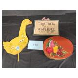 Wood geese plaque, box Wood geese plaque, box