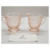 Pink depression sugar and creamer