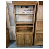 Early wood bookshelf, adjustable shelves