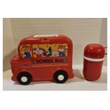 Vintage 1965 School bus lunchbox with thermos