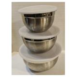 Stainless steel mixing bowls with lids