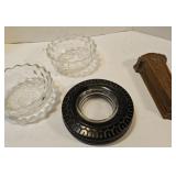 Kelly tire ash tray, cut glass dishes and more