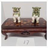 Asian Foo dogs - 2 plus wooden stand