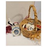 Basket filled with sewing supplies