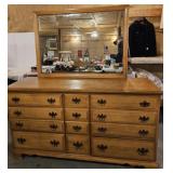 Early dresser, with mirror, solid wood.