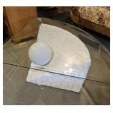 1980's post modern solid stone corner table