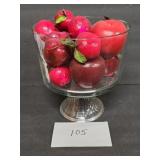 Fruit bowl with artificial apples