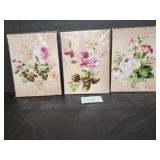 3 - 12x16 floral wall canvas pictures - NEW