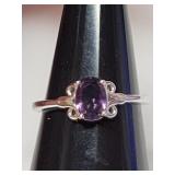 Lavender crystal  .925 sterling ring sz 6