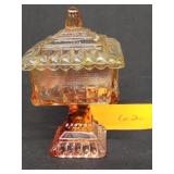 Amberina  red yellow orange covered candy dish