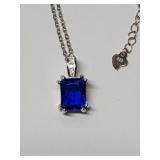 Royal blue crystal / white cz .925 sterling